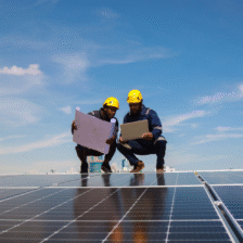 electrical engineers on solar panel