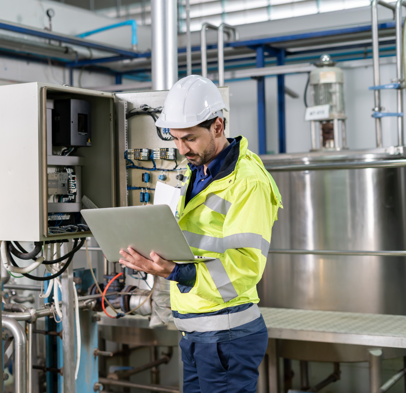 electrical engineer checking his computer