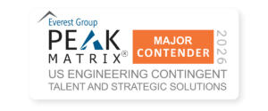 Badge showing AEG's distinction on Everest Group's US Engineering and IT reports